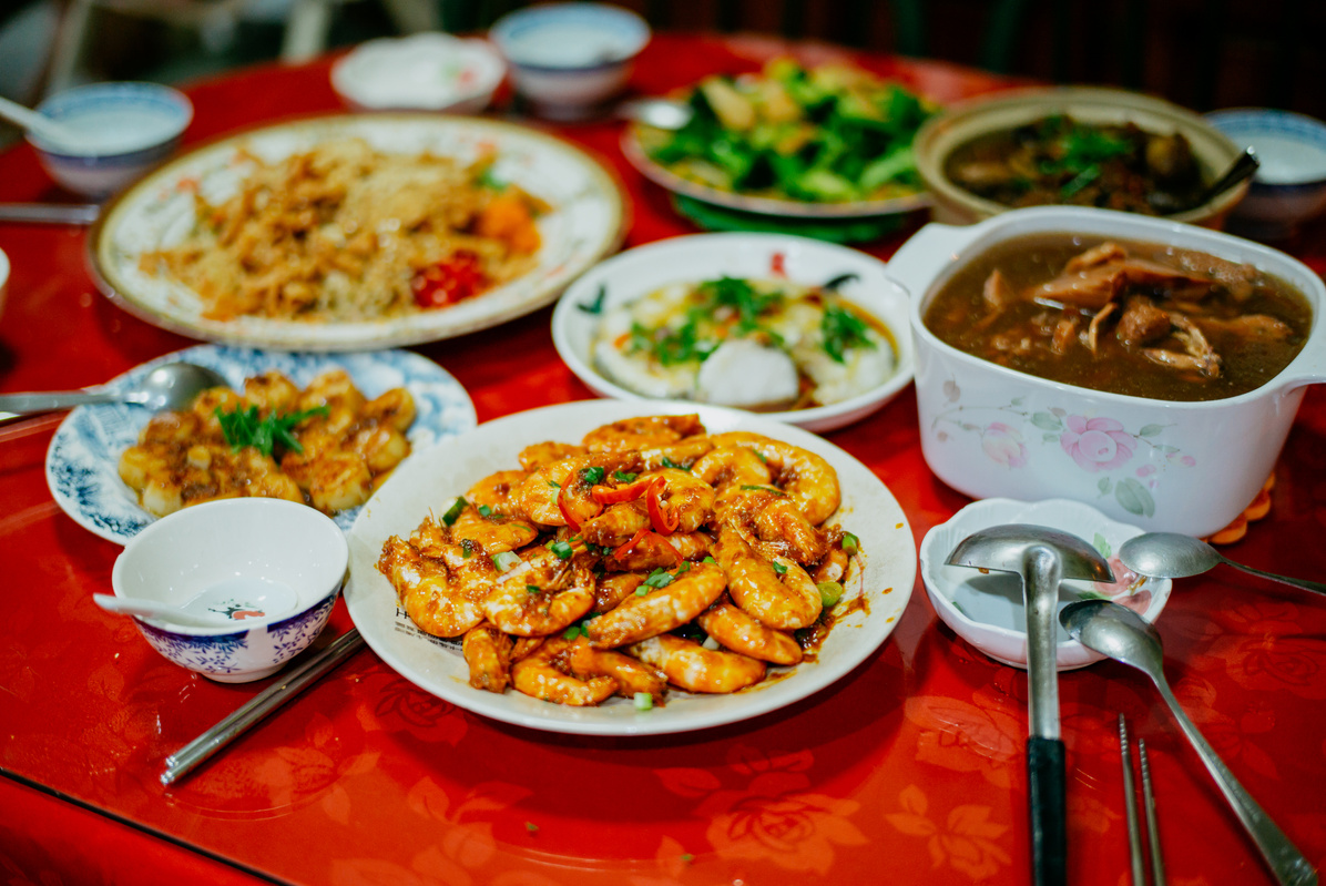 Asian Chinese family Chinese New Year reunion dinner
